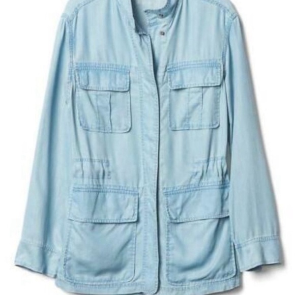 GAP Light Blue Tencel Denim Relaxed Utility Jacket XL - Picture 5 of 12